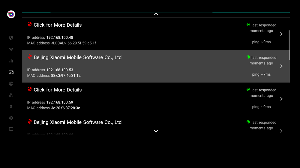 بخش Connected Devices در اپلیکیشن Analiti