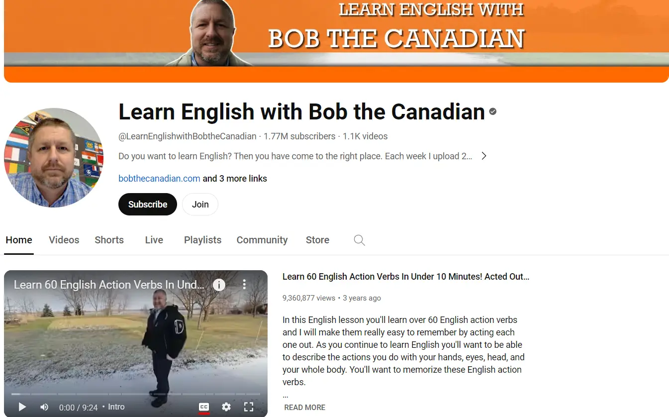 بهترین کانال های یوتیوب آموزش زبان - Learn English with Bob the Canadian