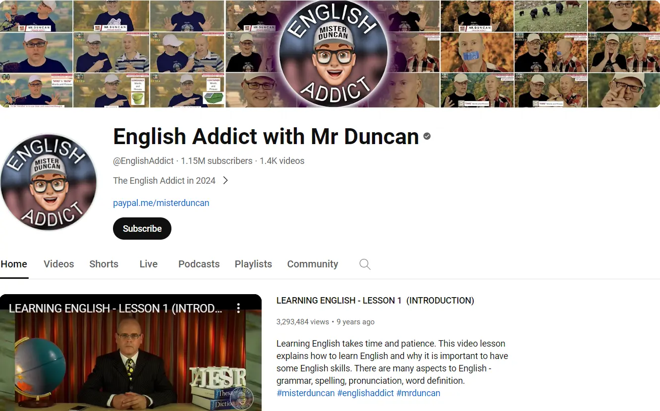 کانال English Addict With Mr Duncan